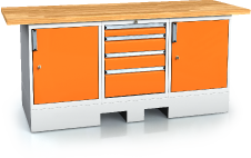Pracovní stůl alpede PROFI - deska - kontejner - paletový podstavec 880 x 2000 x 700